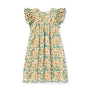 MIRTH Vienna Pintucked Short Dress | Floral Flutter Sleeve Mini Dress